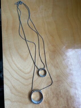 Silver Double Circle Pendant Necklace - Women Jewelry